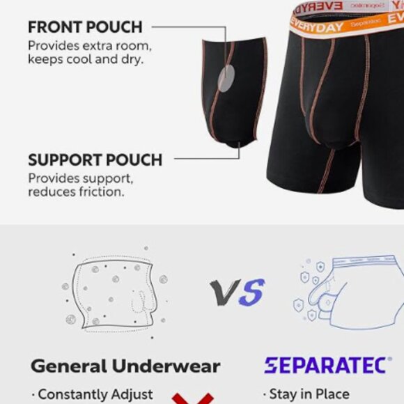NEW Separatec Mens Bamboo Dual Pouch Ultra Soft Breathable Boxer Briefs Sz XL - Picture 2 of 3
